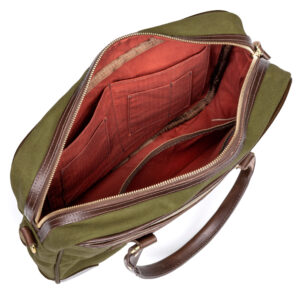 Olive Canvas & Leather Briefcase – Gokey USA